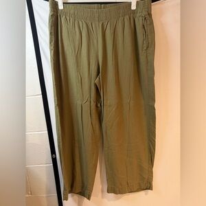 Old Navy Women's Olive High Rise Wide Leg Pants With Elastic Waistband